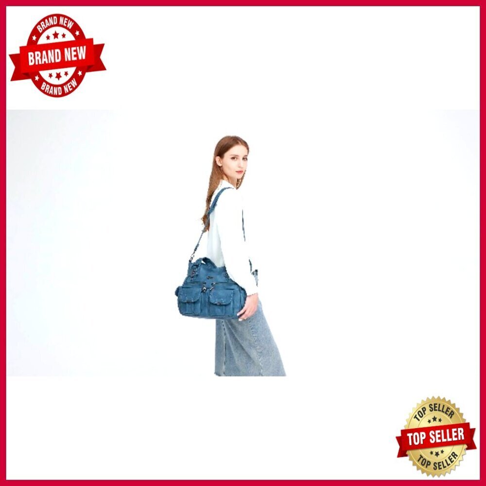 Large Hobo Shoulder Tote Bag Soft PU Leather Multi-Pocket Women's Handbag - Picture 6 of 7